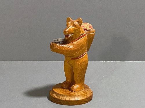 Antique carved bear pin - antique,