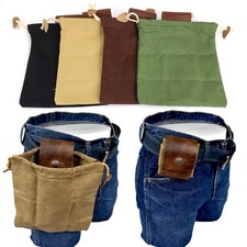 Canvas Mushroom Foraging Bag, Collapsible Outdoor Leather Camping Foraging Pouch
