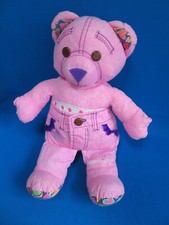 pink & lilac DOODLE BEAR soft toy 15" drawing teddy washable TYCO VINTAGE 1995