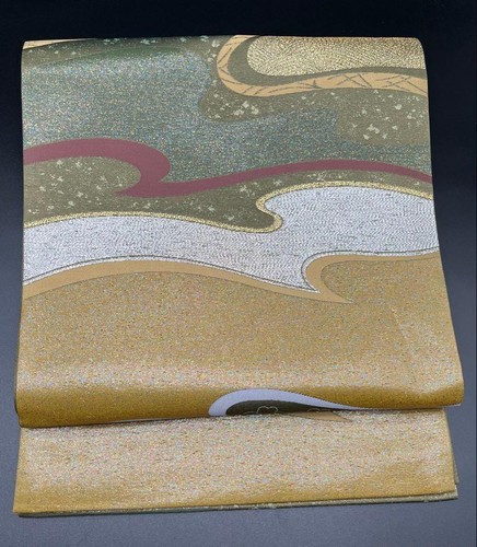 Antique silk fukuro obi floral - silk,