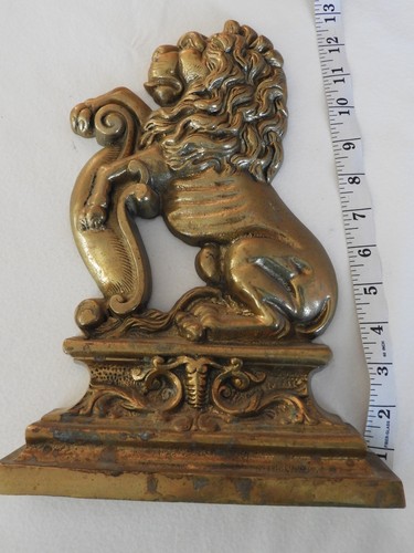 Vintage lion brass doorstop - doorstop, 12
