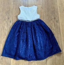 Couture Princess Navy & Ivory Sparkly Lace And Pearl Detail Party Dress Age 5