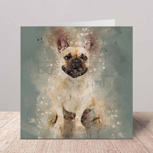 French bulldog greeting - french, card