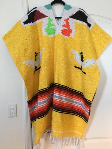 Yellow mexican poncho one size - one,
