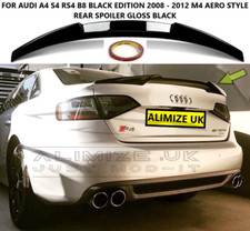 FOR AUDI A4 S4 RS4 B8 2008 S-LINE BLACK EDITION M4 LOOK AERO SPOILER GLOSS BLACK