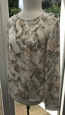 NEW LOOK Chiffon Snakeskin Print Long Sleeve Blouse Shirt Top Button Back UK14
