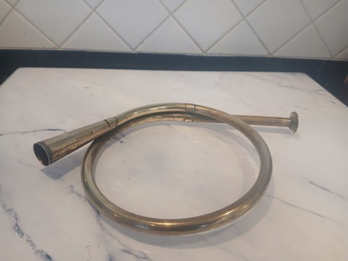 Antique brass post horn - antique,