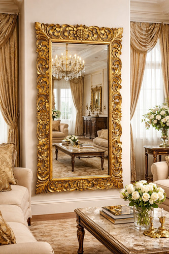 Hand carved durian wood mirror - hand-carved,