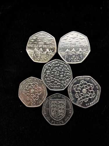 Commemorative 50p coins - 6x,
