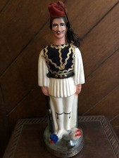 VINTAGE EVZONAS GLASS BOTTLE STATUE OUZO  GREEK ORIGINAL  GREECE USED UMPTY