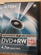 5 x TDK DVD+RW Scratch proof 1-4x Speed 4.7GB Rewritable Disc in Hard Video Case