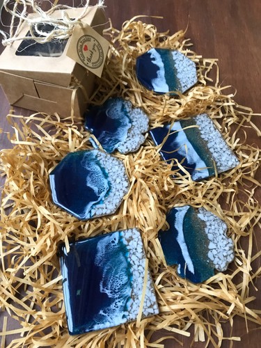 Ocean resin coasters 6 - ocean,