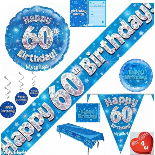 Blue 60th happy birthday - &,