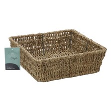 JVL Seagrass Hand Woven Square Storage Tray ideal for Home, Office or University