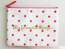 M&S Cosmetic Makeup Wash Bag Toiletry Purse Gold Glitter Red Polka Dot BNWOT