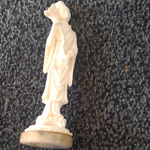 White stone geisha figurine - white,