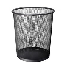 Round Trash Bin - Black Non-slip Mesh Bin, Stylish & Sturdy Metal Waste