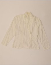 VINTAGE Womens Shirt Blouse UK 14 Medium White Viscose AR05