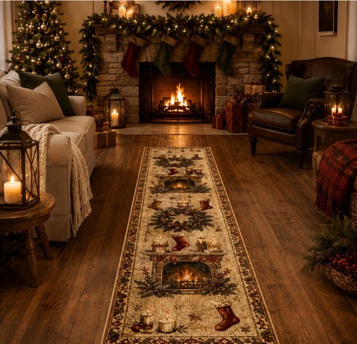 Christmas plaid holly door - plaid,