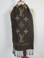 Louis Vuitton genuine vintage Brown / Green Wool winter Scarf Scarves