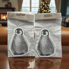 10 X Christmas Gift Tags Cute Grey Penguin shape Gift Tags Grey Twine  BB3