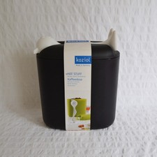 Vintage Koziol Storage Jar Hot Stuff Storage Container Plastic Black with Spoon