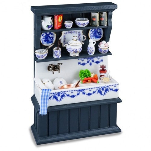 Dolls house blue - dolls, kitchen
