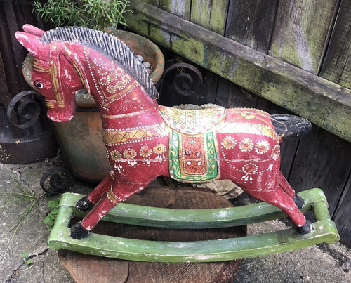 Vintage indian wooden horse - indian,