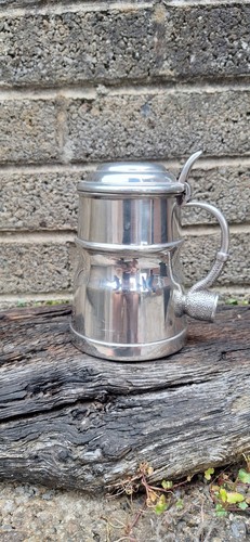 Vintage pewter lidded tankard - pewter,