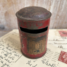 Vintage Old Post Office Post Box Tin Plate Small Money Box