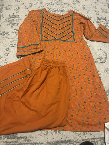 Orange floral girls salwar - floral,