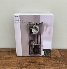 NEXT Concrete Effect 2 Tier Corner Wall Shelf Shelves Grey - BNIB