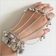 Vintage Boho  Bell Slave Chain Hand Harness Finger Ring Bracelet Jewelry Hot