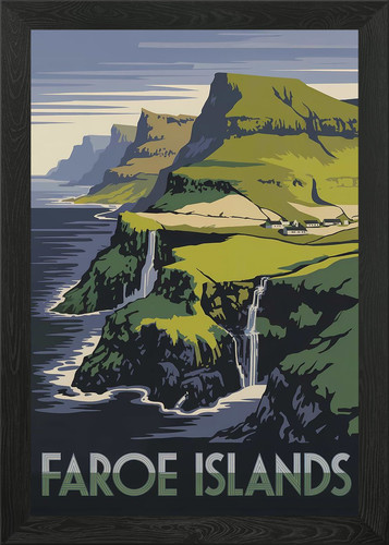 Faroe islands travel poster - islands,
