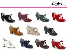 Pleaser Low Cuban Heel 2 1/2" Ribbon Court Shoes Wiggle 32 Vintage Retro 50's