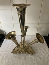 EDWARDIAN SILVER PLATED EPERGNE 4 TRUMPET VASES CENTER PIECE
