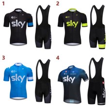 UK Mens Cycling Jersey SKY Team Short Sleeve Cycling Kit Jersey and Bib Shorts