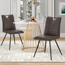 2Pcs  Brown Dining Chairs