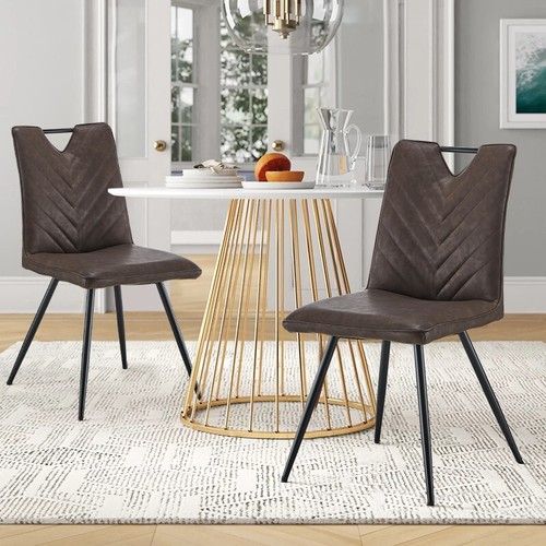 2pcs brown dining - brown, chairs