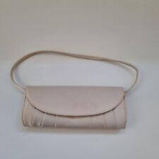 Bhs Clutch Bag Cream Satin Effect Small Hand Strap 1 Compartment Chrome