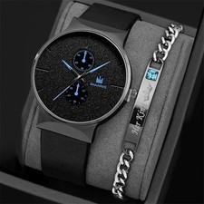 2PCS Mens Sports Quartz Watch