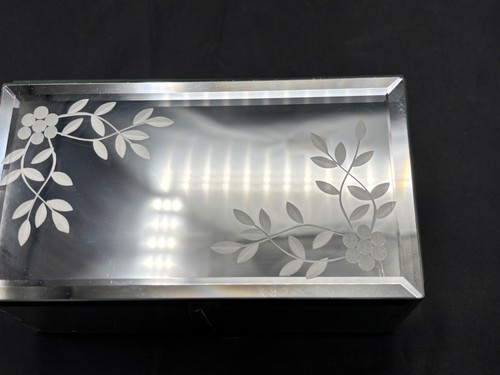 Floral mirrored glass lidded - mirrored,