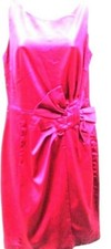SIZE 12  PINK SATIN,SHAPED AND FITTED, LINED, BOW TO WAIST  DRESS BY OASIS 