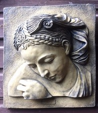 Female classical Greek decorative stone wall plaque in relief  "Sophia" 36x33 cm
