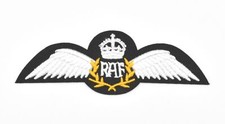 RAF Pilot Wings Kings Crown Iron or Sew On Patch Badge Air Force Military R2558