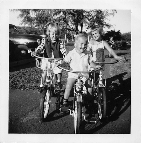Vintage kids riding bicycles - vintage,