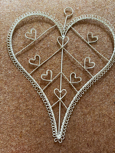 White metal wire heart - wire, wall