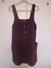 Fat Face Ladies Deep Berry Cord Pinafore Dress Size UK 8 Winter Wear