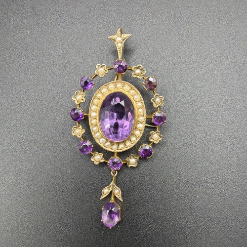 9ct gold edwardian amethyst - 9ct,