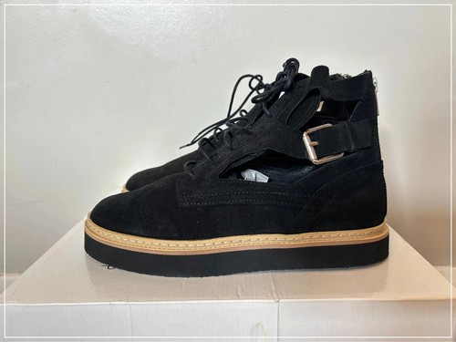 Topshop black suede zip lace - suede, zip/lace